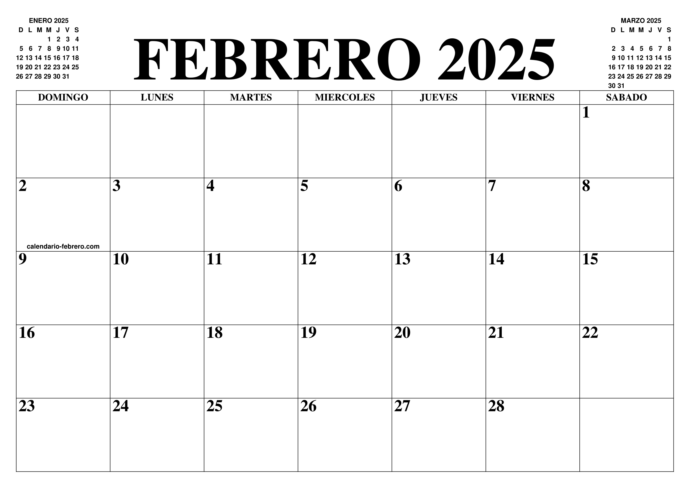 Febrero 2025 Calendar